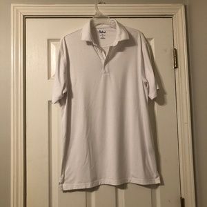 Mens Oxford M White Collared Button Up Short Sleeved Polo Shirt